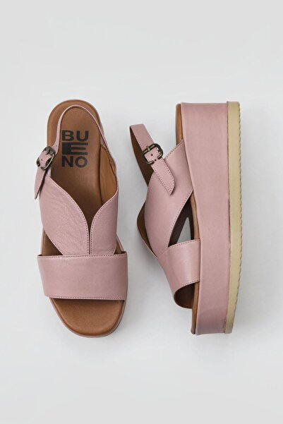 Bueno Shoes Dusty Rose Leather Γυναικεία Σανδάλια - Wedge Heel 01wy5800