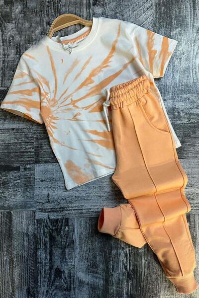 Riccotarz Σετ φόρμας σολομού με βυθισμένο σχέδιο για κορίτσια