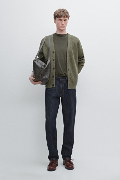 Massimo Dutti Yün karışımlı V yaka triko hırka