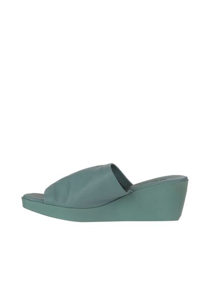 Bueno Shoes Yeşil Açık Deri Kadın Dolgu Topuklu Terlik 01wy2404