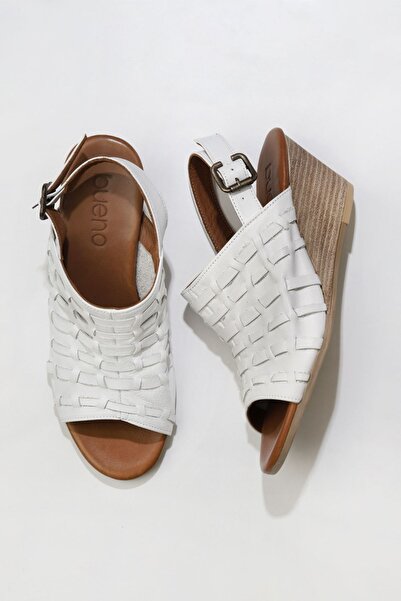 Bueno Shoes Δερμάτινα γυναικεία πέδιλα με σφήνα τακούνια - 01wq7907