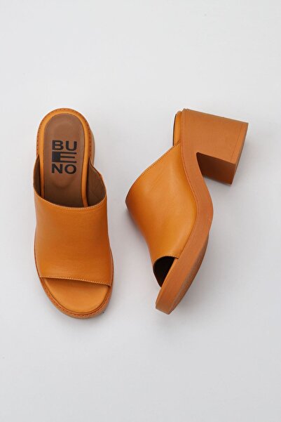 Bueno Shoes Orange Leather Women's Heeled Slippers 01Wy12505