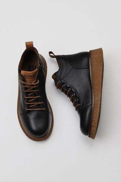 Bueno Shoes حذاء مسطح من الجلد الأسود للنساء - 01wv5204