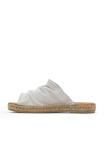 Bueno Shoes White Broken Leather Women's Espadrille Slippers 01Wl4617