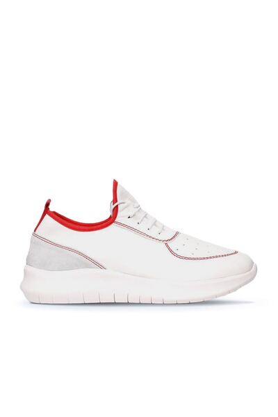 BUENO Shoes White Red Leather Men's Sports Shoes 01Mq10204