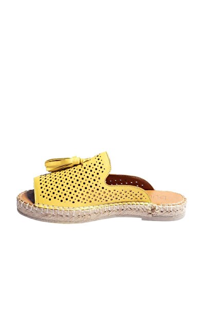 BUENO Shoes Yellow Leather Women's Espadrille Slippers 01Wn3105