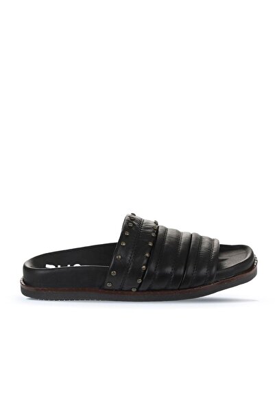 Bueno Shoes Siyah Deri Kadın Düz Terlik 01wu5829