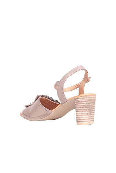 BUENO Shoes Gri Deri Kadın Topuklu Sandalet 01wn4000