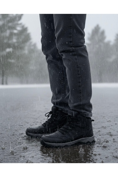 Budaks Ανδρικές μπότες με επένδυση από γούνα, ανθεκτικές στο νερό και το χιόνι, χειμερινές μπότες πεζοπορίας με φερμουάρ και κορδόνια