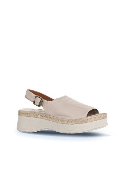 Bueno Shoes Beige Leather Women's Flat Sandals 01Wy8208