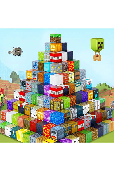 SARALMA Magnetic Building Blocks, 184 pieces, compatible with Minecraft, STEM educational toy
