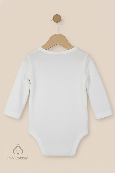Mini Cotton Organik Uzun Kollu % 100 Pamuk Ribs Kumaş Basic Kız ve Erkek Bebek Tekli Body Zıbın