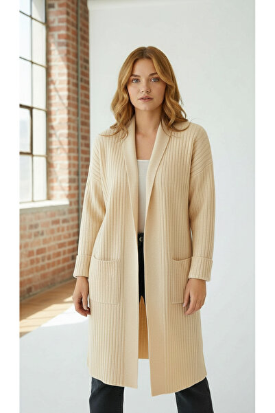 Wearified سترة نسائية طويلة ذات ياقة شال كبيرة الحجم