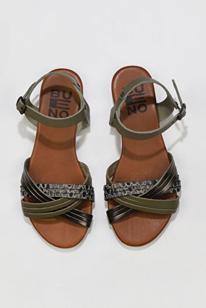 Bueno Shoes Χακί Πολυδερμάτινα Γυναικεία Flat σανδάλια 01wu7442