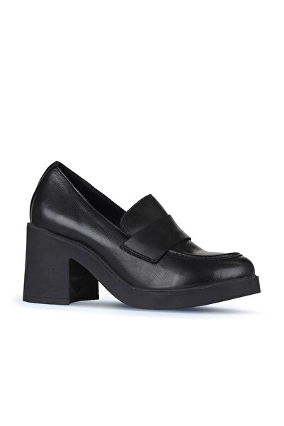 Bueno Shoes Dámské kožené boty na podpatku - černé 01wz7103