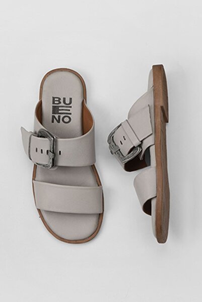 Bueno Shoes 01wy2001 Μοντέλο Γκρι Δερμάτινες Γυναικείες Flat Παντόφλες