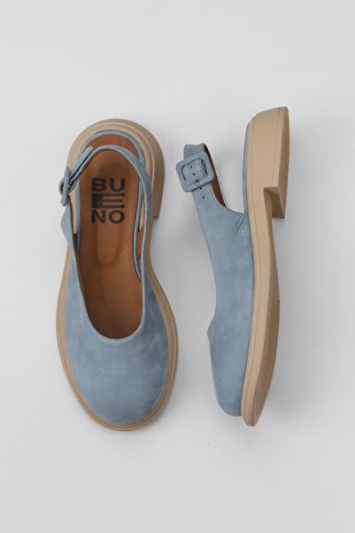 Bueno Shoes Γυναικεία φλατ σανδάλια Blue Nubuck 01wy8700