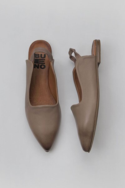 Bueno Shoes Gri Deri Kadın Düz Babet 01wy1802