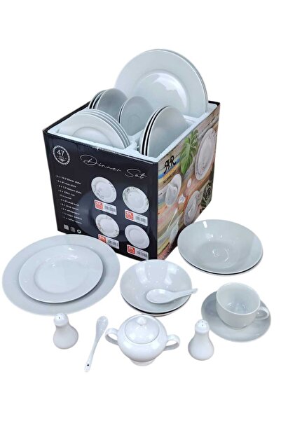 AR-Kitchen 47-piece porcelain breakfast set - plain round shape