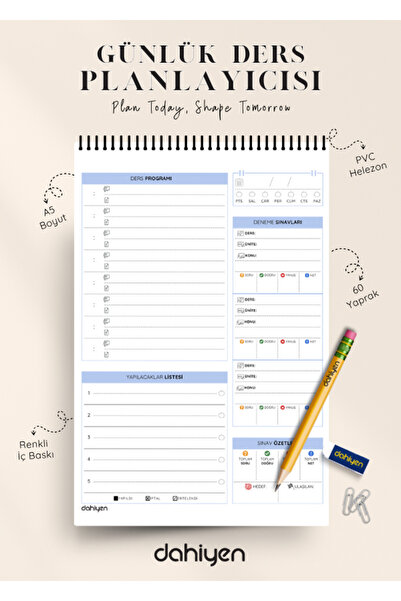 Dahiyen Planificator zilnic de cursuri dimensiune A5