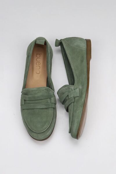 Bueno Shoes Green Suede Γυναικείες Flat Μπαλαρίνες 01wy6000