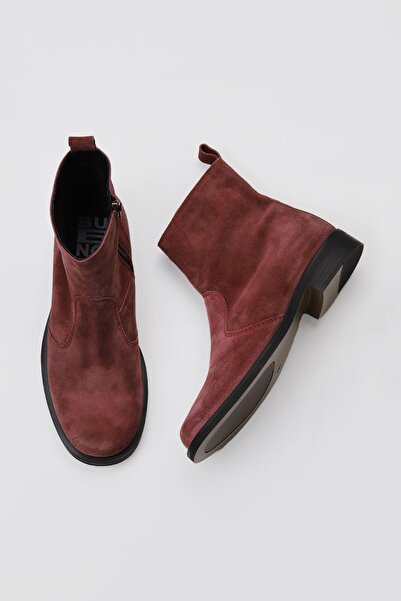 Bueno Shoes Claret Red Suede Γυναικείες Μπότες - 01wv8603 Flat Model