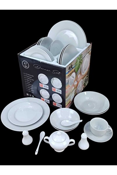AR-Kitchen 47-piece porcelain breakfast set - plain round shape