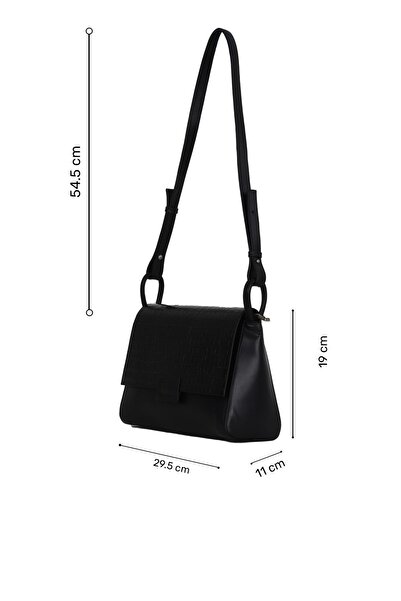 Bueno Shoes Black Leather-Crocodile Women's Crossbody Bag 01Wb5020