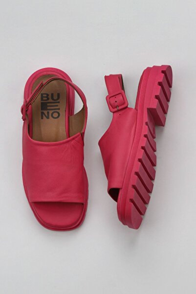 Bueno Shoes Φούξια Δερμάτινα Γυναικεία Σανδάλια - Flat Design 01wy5506