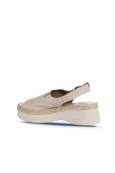 Bueno Shoes Beige Leather Women's Flat Sandals 01Wy8208