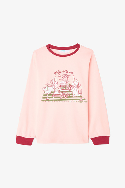 Penti Girl's Friendmass Food Patterned Long Sleeve Cotton 2-Piece Pajama Set