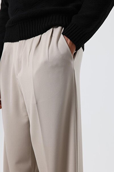 VAMOSCLO Υφασμάτινο παντελόνι με φαρδιά εφαρμογή Πέτρα