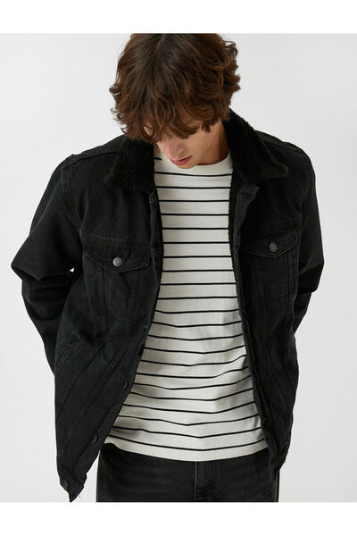 Koton Basic-Jeansjacke mit Kragendetail