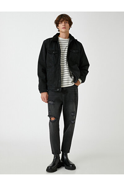 Koton Basic-Jeansjacke mit Kragendetail