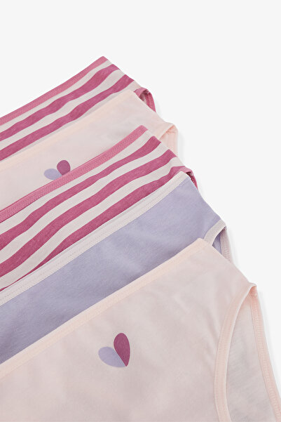 Penti Girl's Heart Patterned Striped 5-Piece Panties