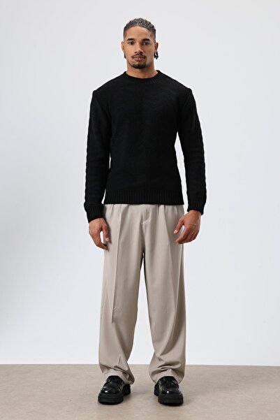 VAMOSCLO Υφασμάτινο παντελόνι με φαρδιά εφαρμογή Πέτρα