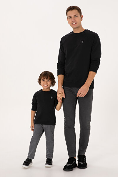 U.S. Polo Assn. Erkek Çocuk Siyah Basic Bisiklet Yaka Sweatshirt 50313832-VR046