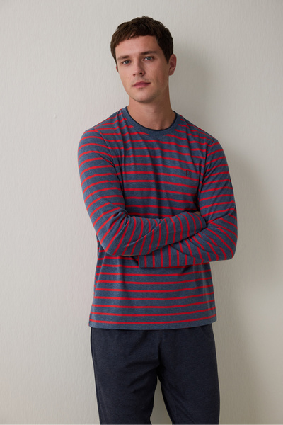 Penti Red Men's Striped Jogger Pajama Set