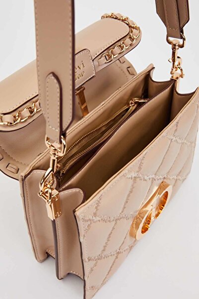 Levidor Two-Compartment Quilted and Chain Detailed Flap Long Strap Medium Size Women's Shoulder Bag Lv930579 Vizo