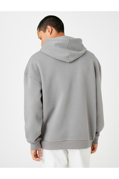 Koton Hooded Oversize Sweatshirt Ribbed Long Sleeve