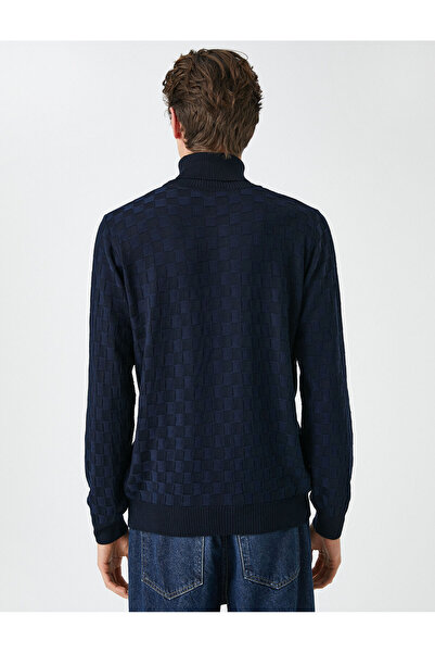 Koton Kötött, garbós pulóver, hosszú ujjú kockás