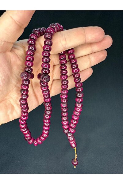 Anemore Collection سبحة صلاة من خشب الزيتون باللون العنابي - 10,5 مم × 7,5 مم...