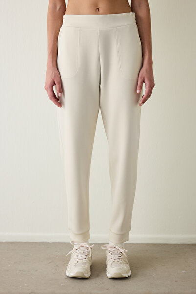 Penti Beige Silky Feel Pocketed Tie Detail Regular Waist Jogger Sweatpants