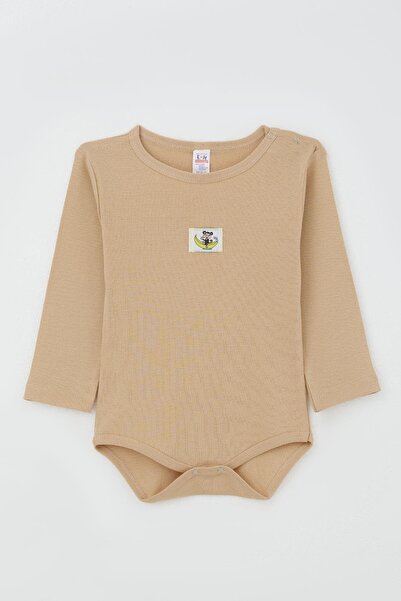 Breeze Erkek Bebek Çıtçıtlı Zıbın Body Maymuncuk Baskılı 9 Ay-3 Yaş, Açık Kah...
