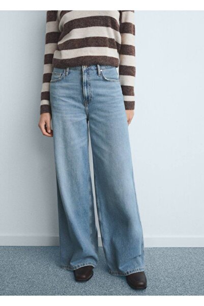 MANGO Woman Yüksek belli Wideleg jean