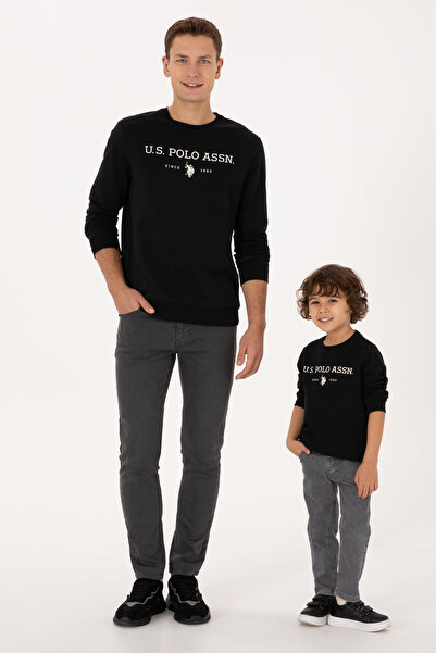 U.S. Polo Assn. سويت شيرت برقبة دائرية باللون الأسود للأولاد 50313900-VR046