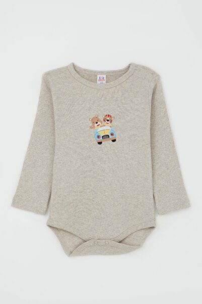 Breeze 9-3 Years Beige Melange Body for Baby Boy - Driver and Animal Printed