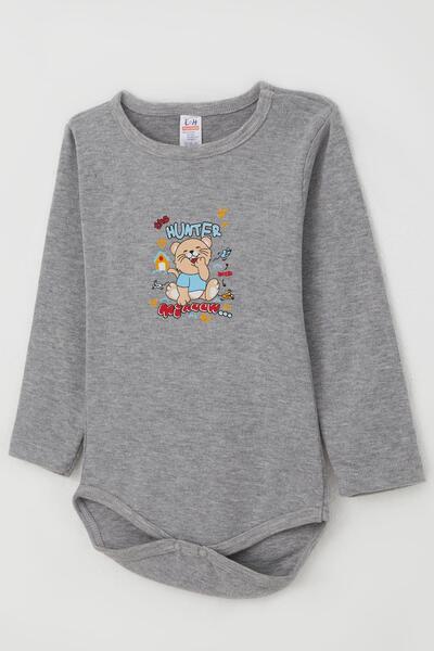 Breeze Baby Boy Snap-On Bodysuit Hunter Kitten Printed 9 Months-3 Years, Gray Melange