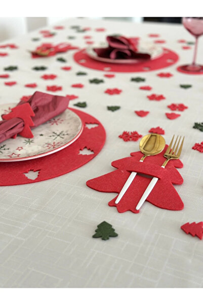 karaen Yılbaşı Temalı Supla Seti, Yılbaşı Yemek Seti 6 Kişilik Kırmızı