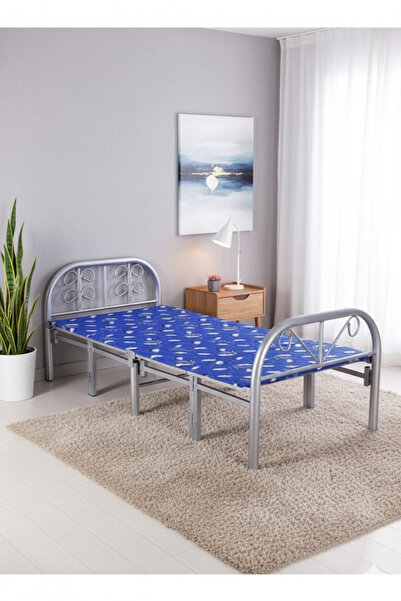 Generic Foldable Single Bed Heavy Duty Steel Metal Platform Folding Bed Size 190x90cm